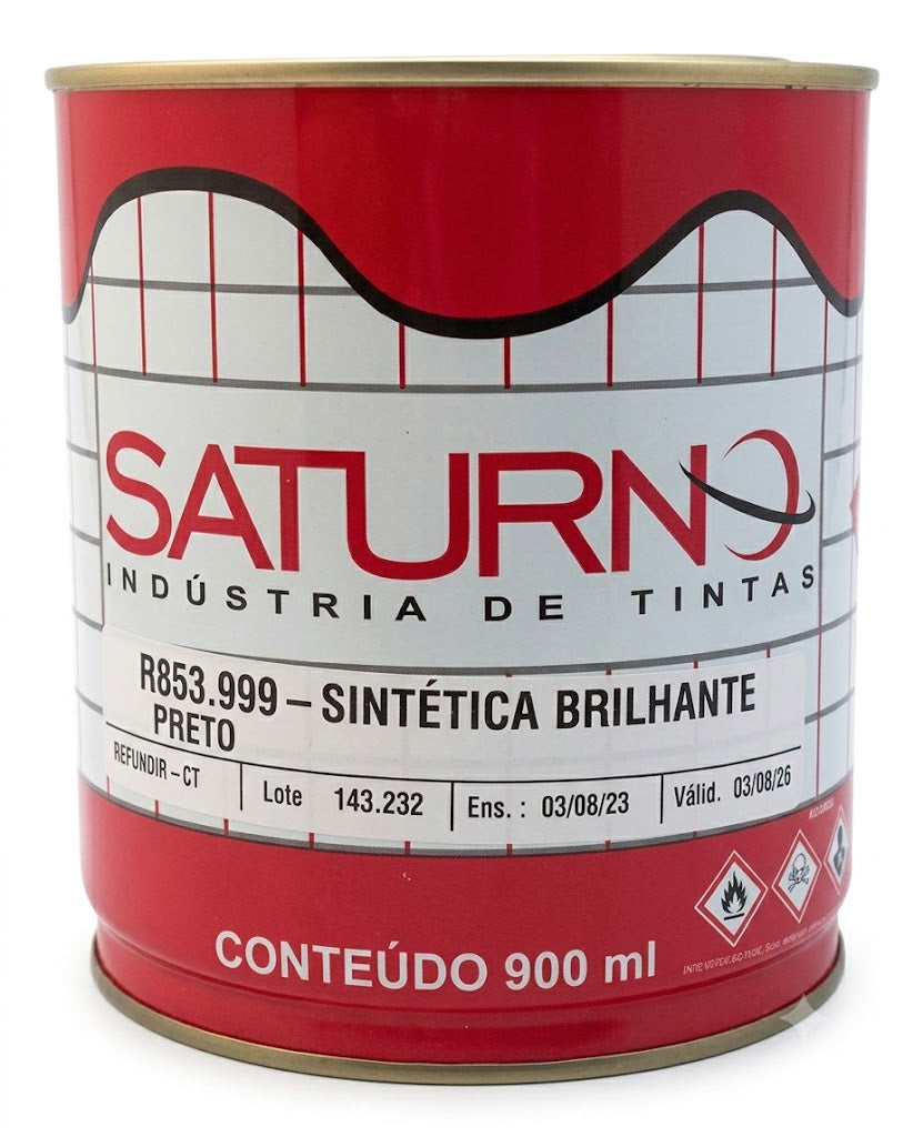 Tinta Sintetica Brilhante Preto 900ml Saturno R853.999