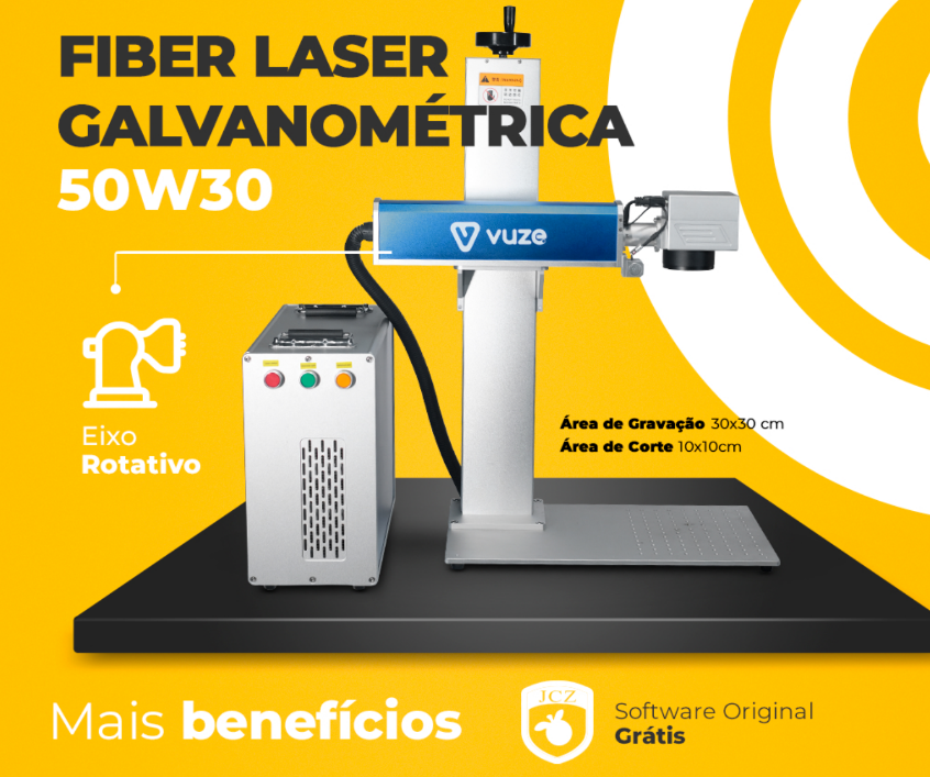 Máquina de Gravação a Laser Galvanométrica 50W 30x30 VUZE-50W30 30W 3030