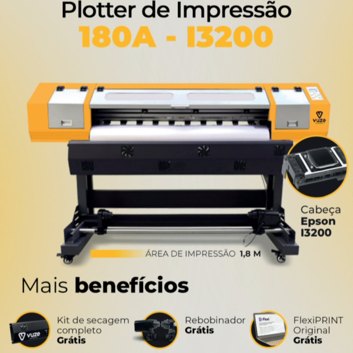 Plotter de Impressão Digital Eco-Solvente 180cm Cabeça I3200 com Flexiprint VUZE-180A