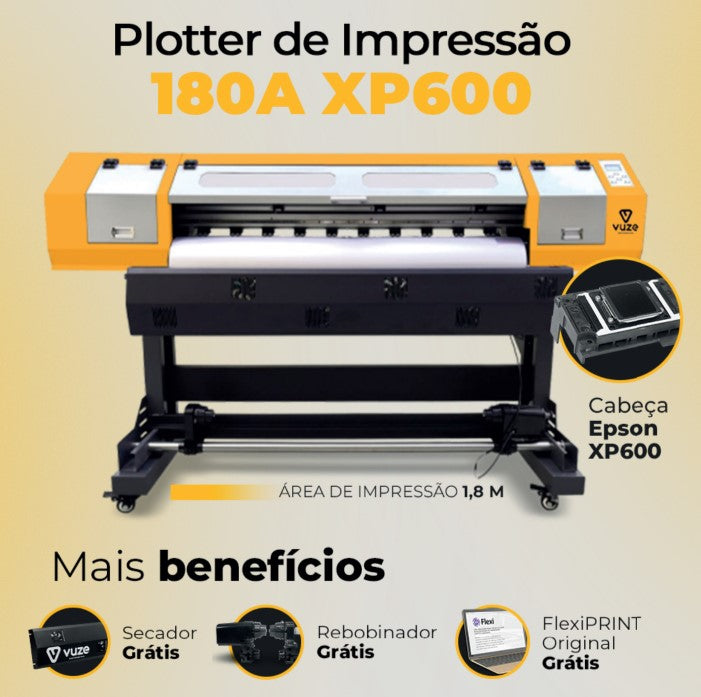 Plotter de Impressão Digital Eco-Solvente 180cm Cabeça XP600 com Flexiprint VUZE-180A